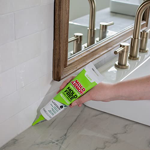 MOLD ARMOR 100% Silicone Mold Free Caulk & Sealant (Clear), 5.5 Oz.