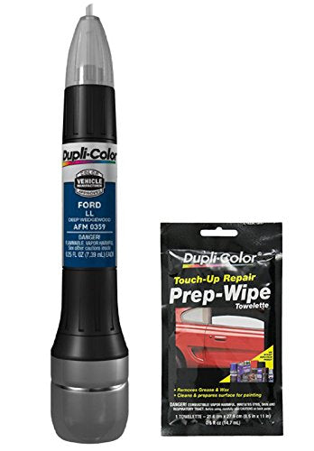 Dupli-Color AFM0359 Deep Wedgewood Exact-Match Scratch Fix All-in-1 Touch-Up Paint for Ford Vehicles (LL) Bundle with Prep Wipe Towelette (2 Items)