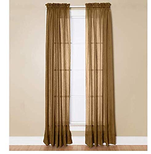 Miller Curtains Preston 84-Inch Rod Pocket Sheer Curtain Panel Dijon