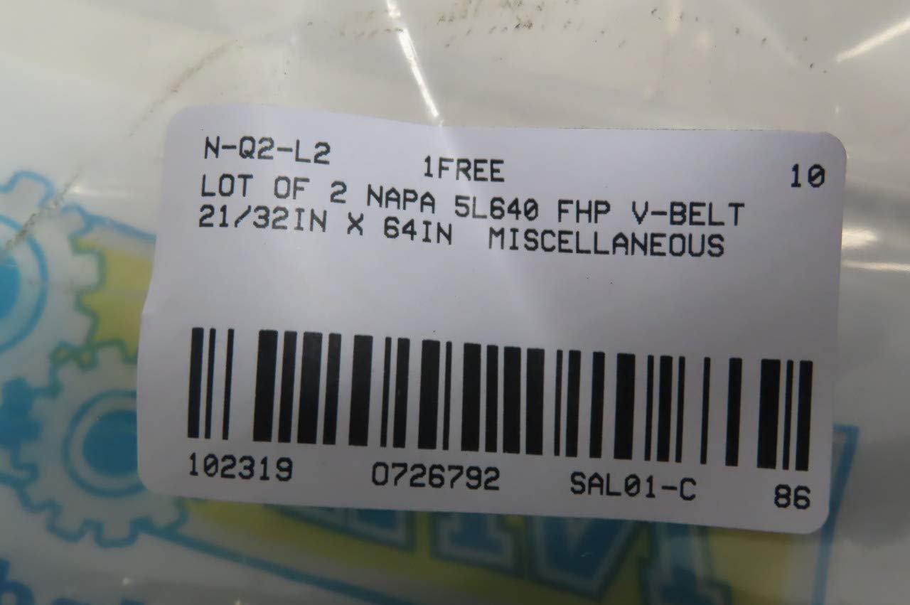 LOT of 2 NAPA 5L640 FHP V-Belt 21/32IN X 64IN