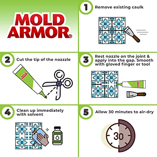 MOLD ARMOR 100% Silicone Mold Free Caulk & Sealant (Clear), 5.5 Oz.