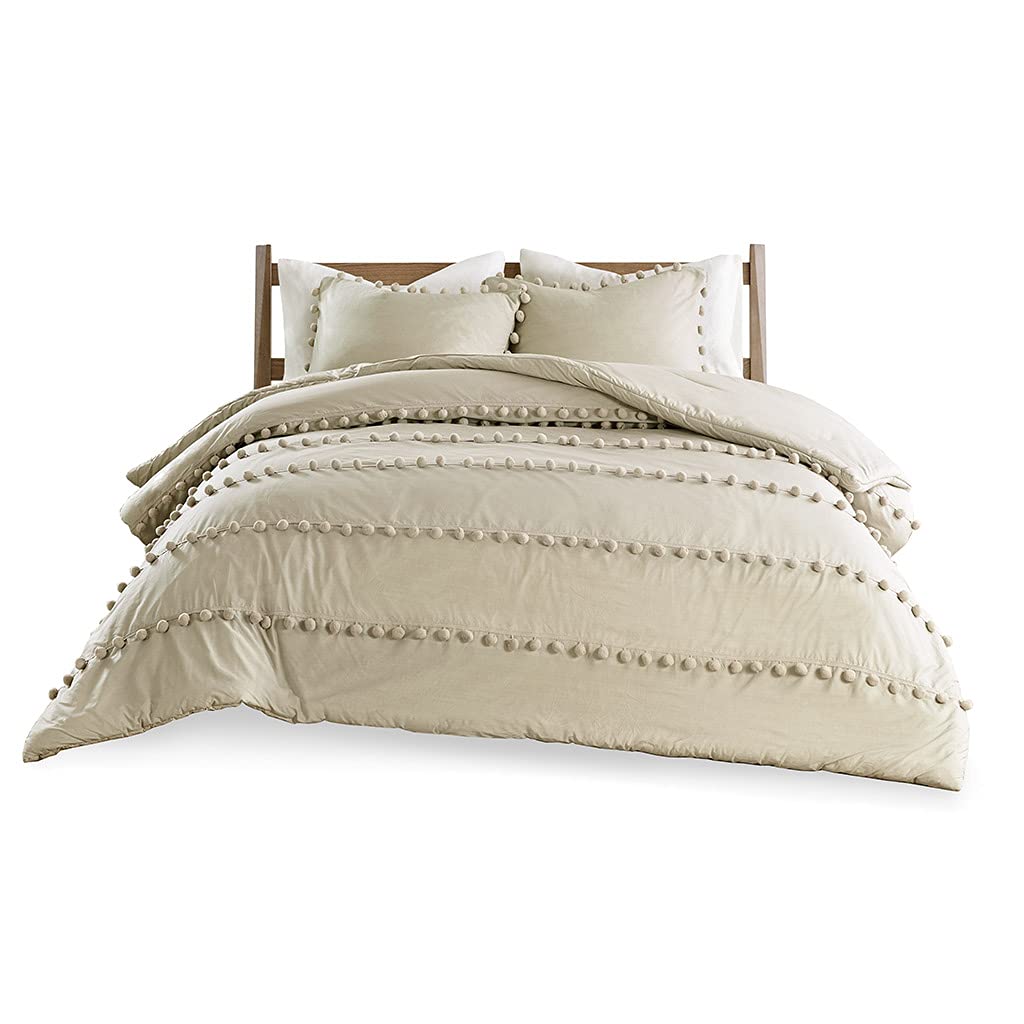Madison Park Leona 100% Cotton Pom Pom Duvet Cover Set