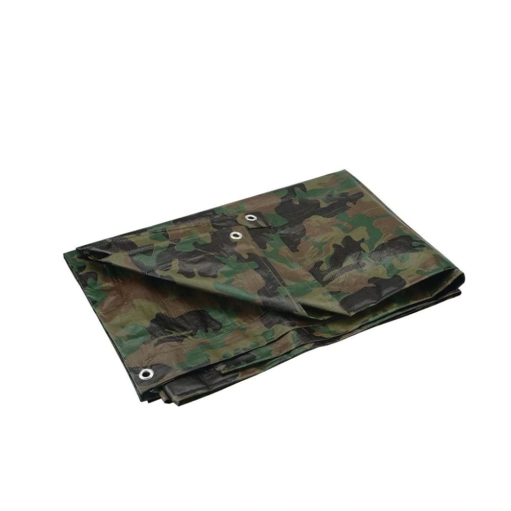 HFT 5 ft. 6 in x 7 ft x 6 in Camouflage Tarp - Mulitpurpose Protective Cover - Lightweight, Durable, Waterproof - 5 Mil Thick Denier Poly Construction - Two Sided, Green, (61763)