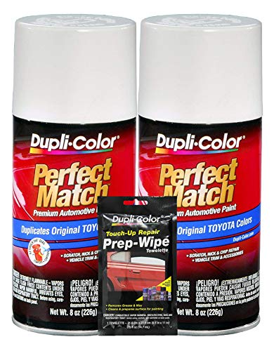 Dupli-Color Natural White Exact-Match Automotive Paint For Toyota Vehicles - 8 oz, Bundles Prep Wipe (3 Items)