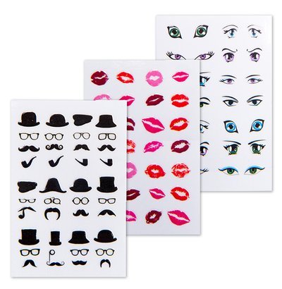 Fing'rs Heart 2 Art Nail Decals, Face Off 3 Sheets EA