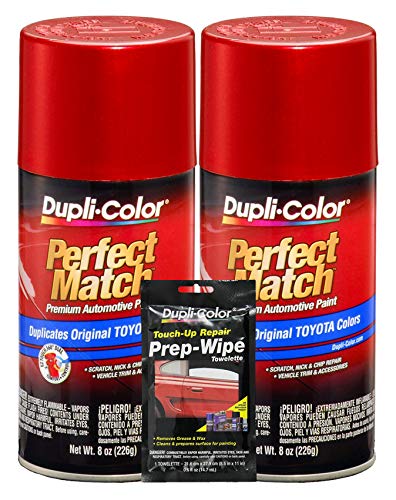 Dupli-Color Red Pearl Exact-Match Automotive Paint For Toyota Vehicles - 8 oz, Bundles Prep Wipe (3 Items)