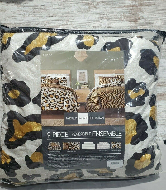 9 Piece Reversible Twin Bedding Set, Tiger/Chettah