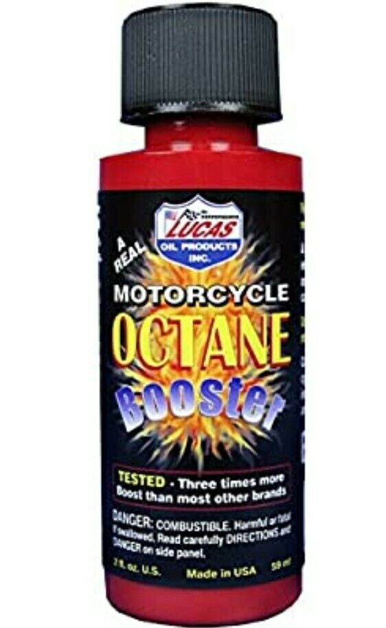LUCAS OIL PRODUCT MOTORCYCLE OCTANE BOOSTER # 10725 9 X 2 FL. OZ. BOTTLES USA