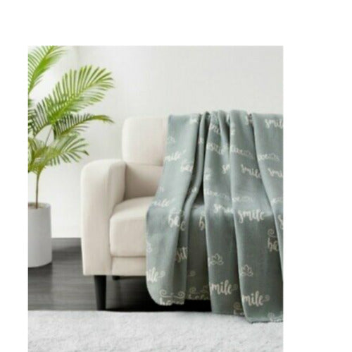 INFINITY HOME Novelty Print Fleece Throws In Words To Live By "SMILE"