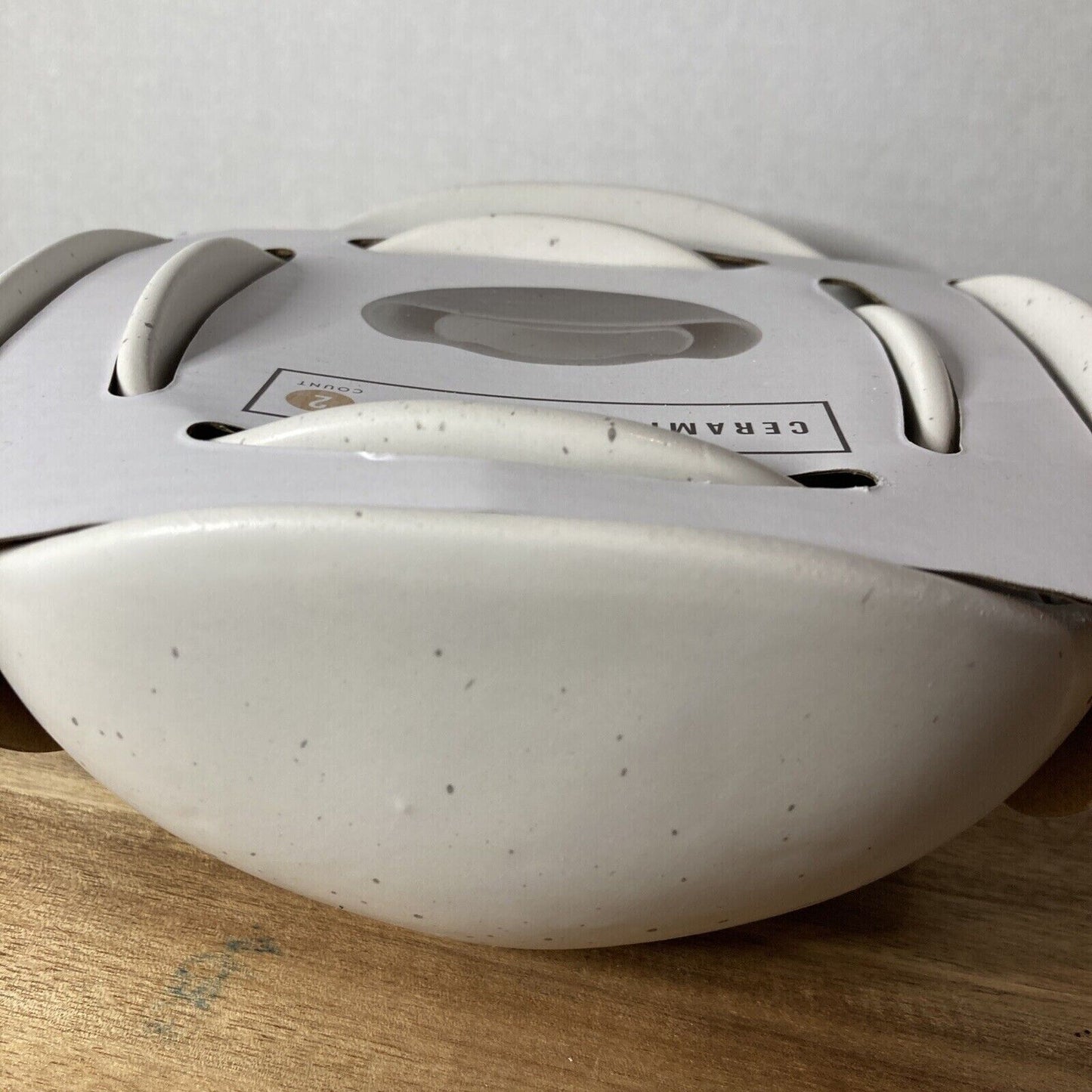 Off White Spotted Design Ceramic Bowl Set w/ Humped Edge Design 7" & 4.5" A205