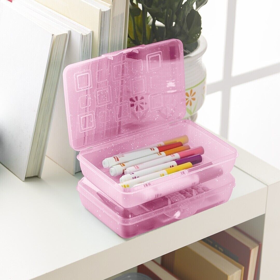 Sterilite Pencil Box Pink Glitter 2-Pack