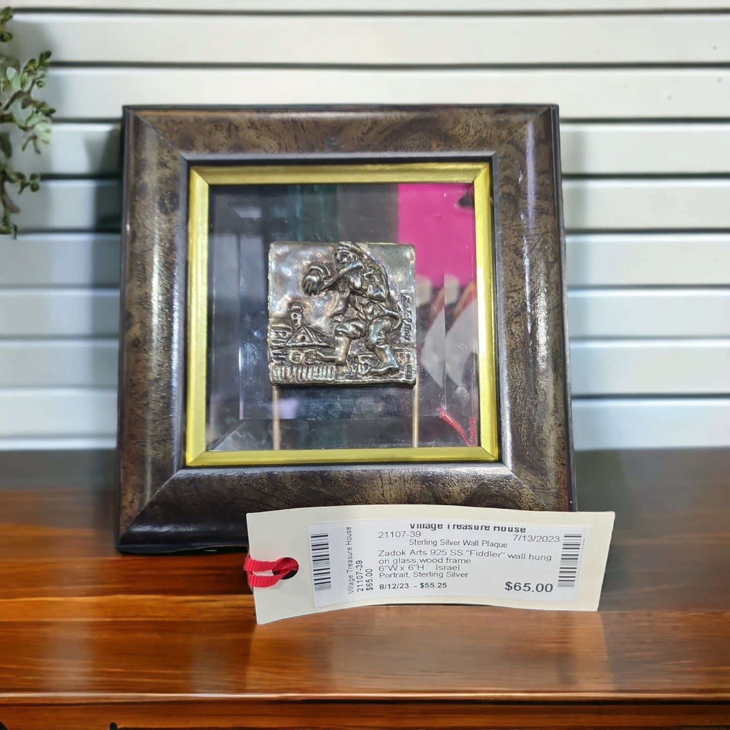 Village Treasure House Streling Silver Wall Plaque-" Fiddler"