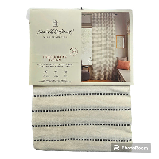 Hearth & Hand Magnolia 54"x95" Woven Blanket Stitch Curtain Panel - Sour Cream