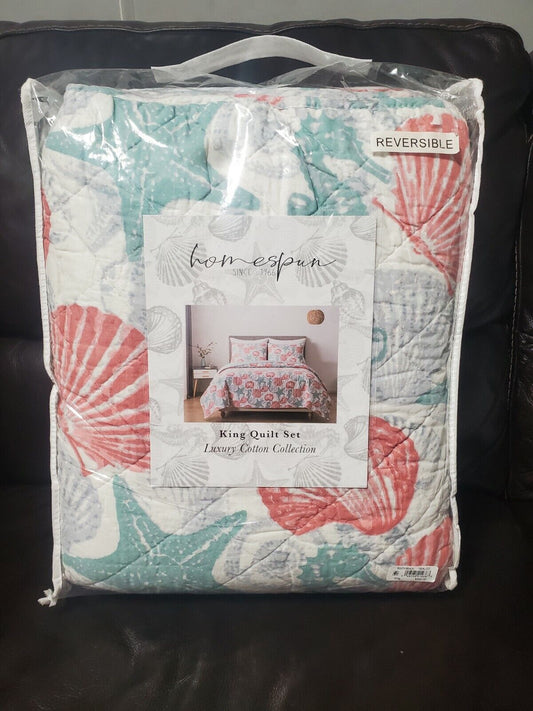 Hedaya Home South Beach Luxury Cotton Collection Quilt Set, King