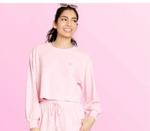 NWT Stoney Clover Lane x Target  Pink Cropped Terry Sweatshirt Top, Various