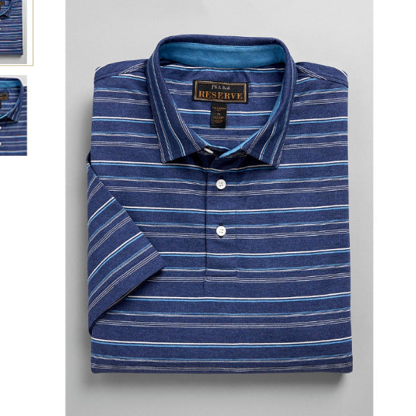 Reserve Collection Tailored Fit Stripe Short Sleeve Pima Cotton Polo