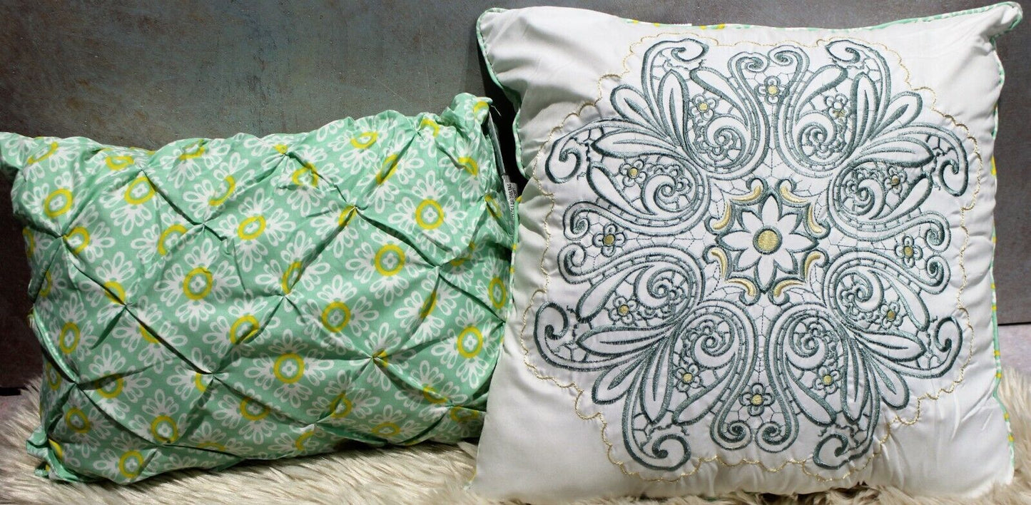 VCNY Home Windsor 5 Piece Reversible Quilt Cover Set - Queen - Aqua/Green