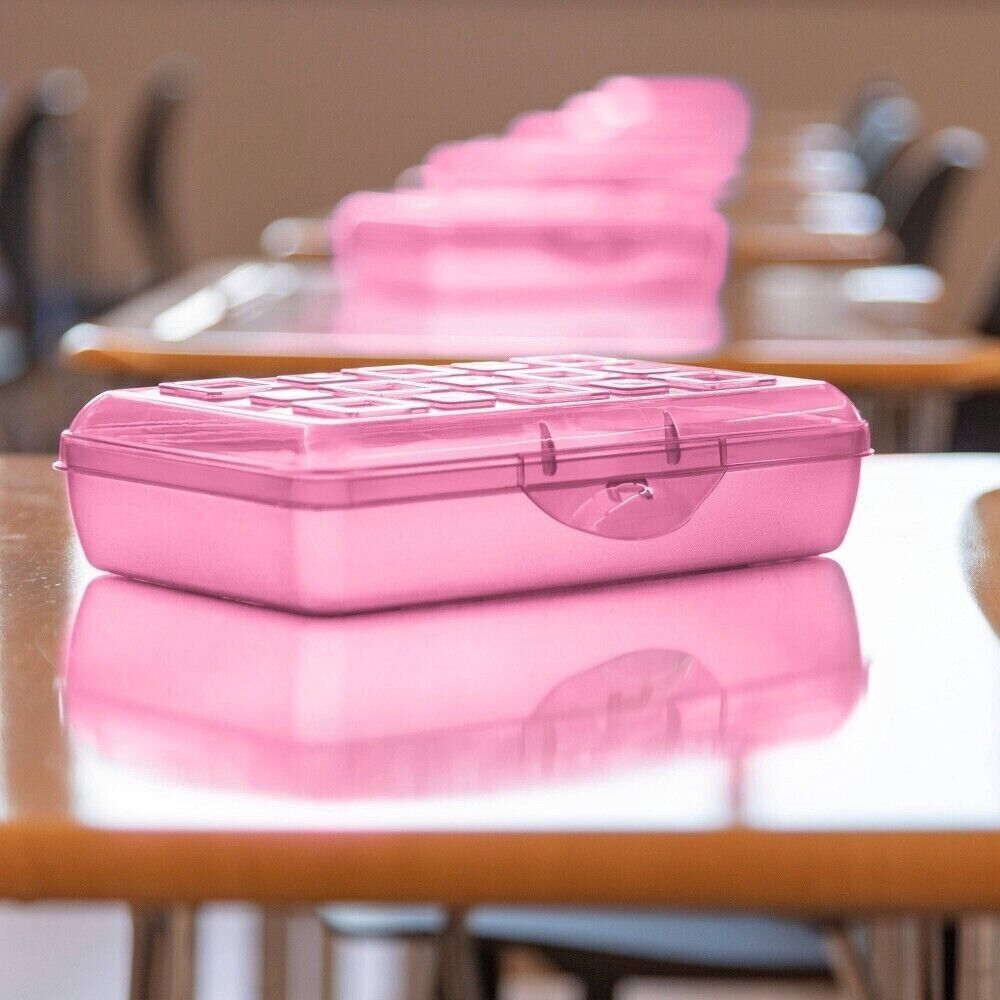 One Sterilite Pencil Box Pink Glitter