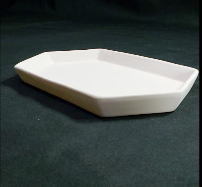 Set of 3 Bullseye's Playground White Bisque Ceramic Hexagon Nesting Trays