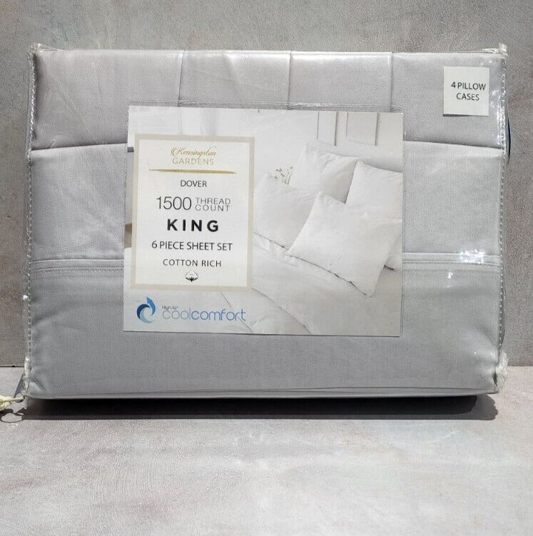 Kensingston Gardens King 1500 Thread Bed Set Gray MSRP $220