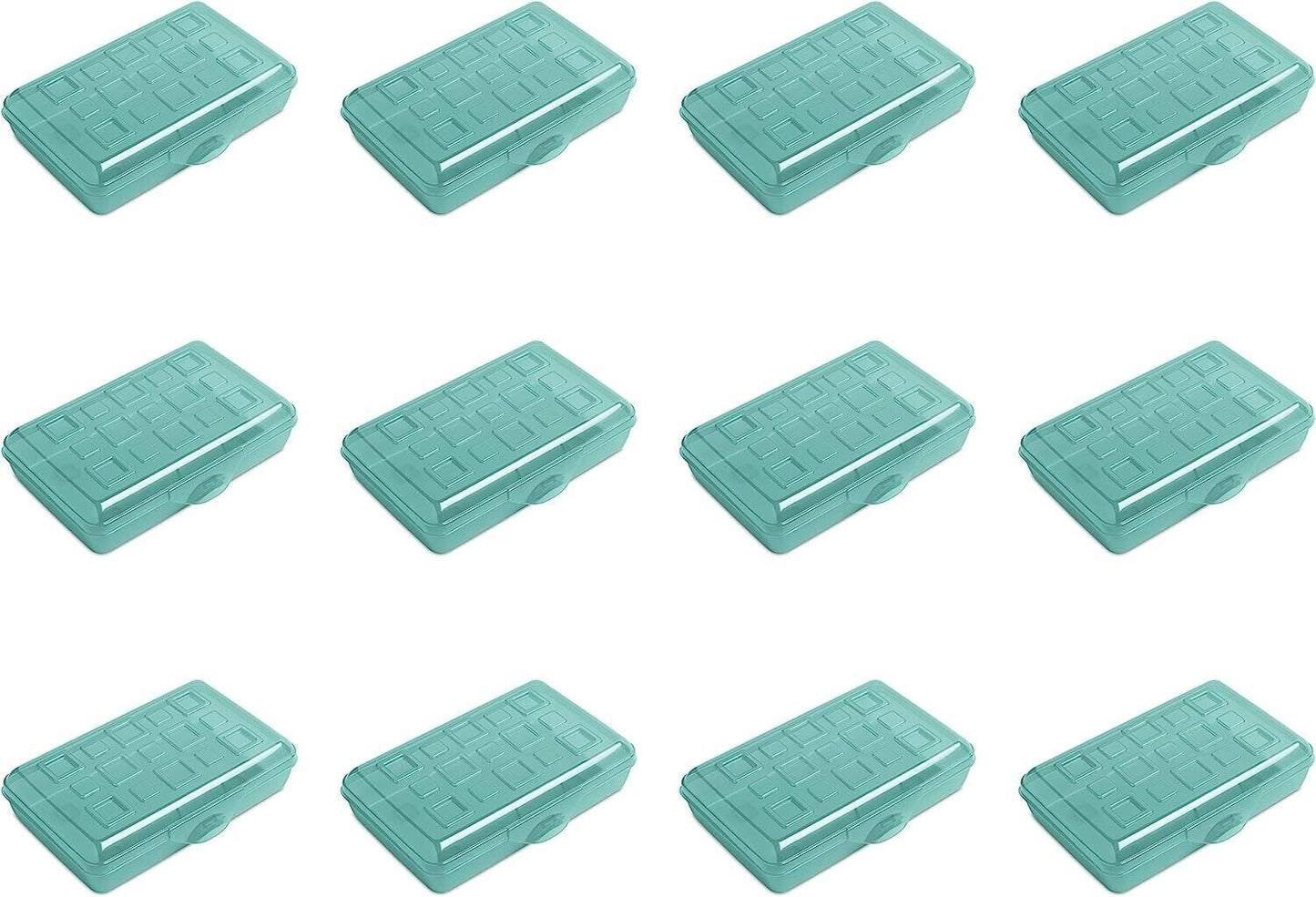 12 Sterilite Plastic Pencil Boxes Teal