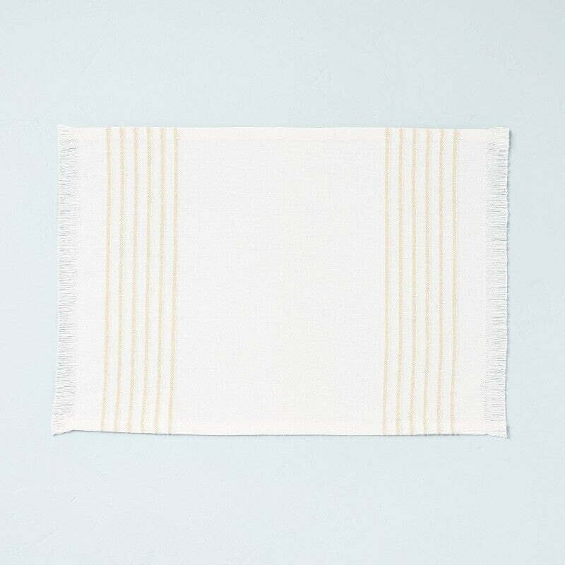 Engineered Tick Stripe Two Tone Placemat Gold - Hearth & Hand with Magnolia
