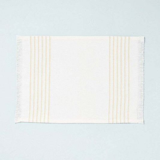 Engineered Tick Stripe Two Tone Placemat Gold - Hearth & Hand with Magnolia
