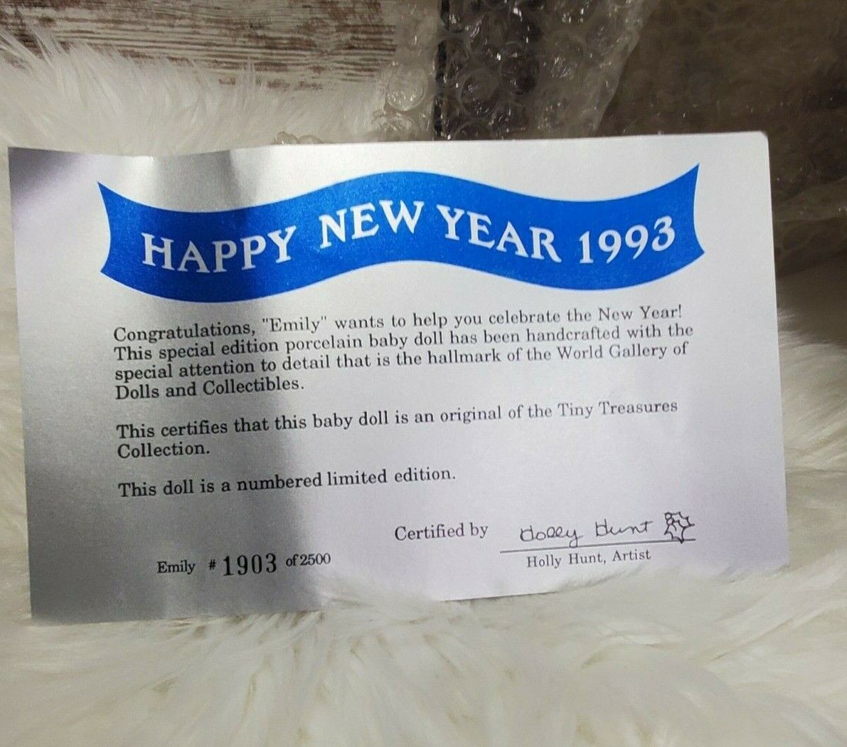 Word Gallery, Tiny Treasures, "Emily" Happy New Year 1993