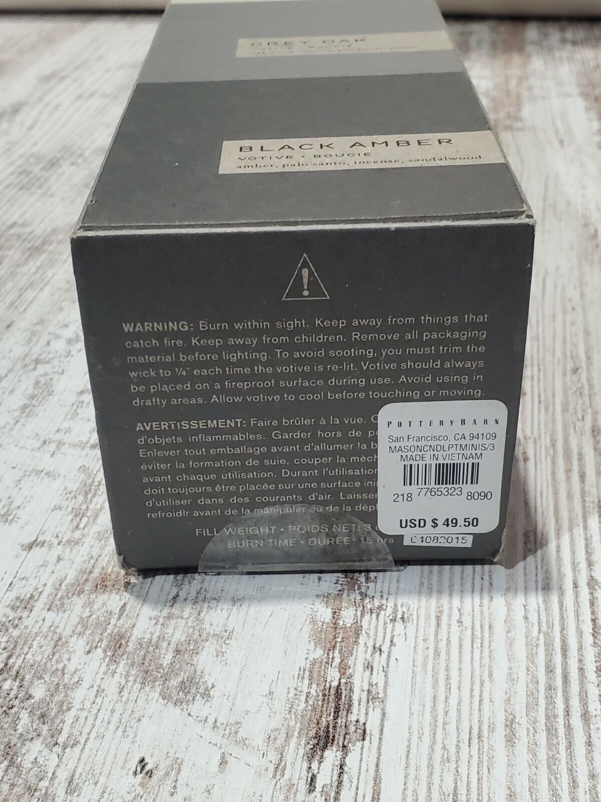 Mason Ceramic Scented Candles, Ivory/Graphite Gray/Charcoal, Mini, Set of 3