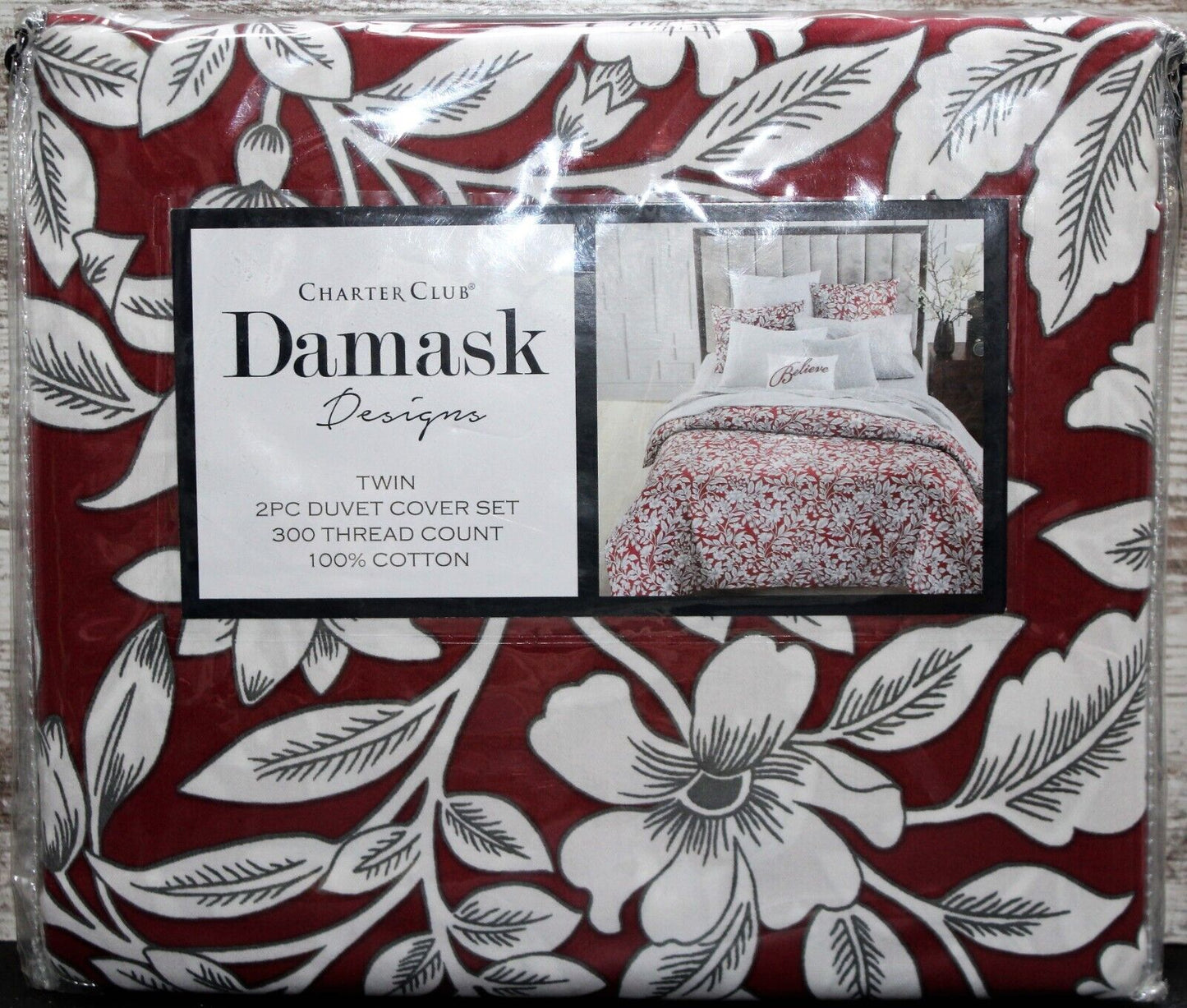 CHARTER CLUB - DAMASK DESIGNS - 2 PC DUVET COVER SET - TWIN - GARDEN MANOR