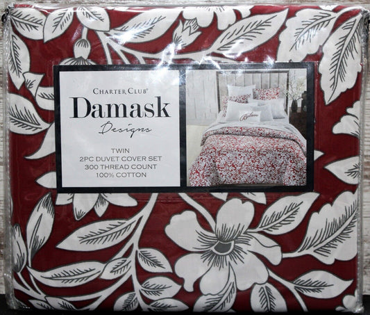 CHARTER CLUB - DAMASK DESIGNS - 2 PC DUVET COVER SET - TWIN - GARDEN MANOR