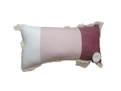 Purple & White Large Block Striped Accent Pillow 18" x 10" w/ Tassel Corners BR7