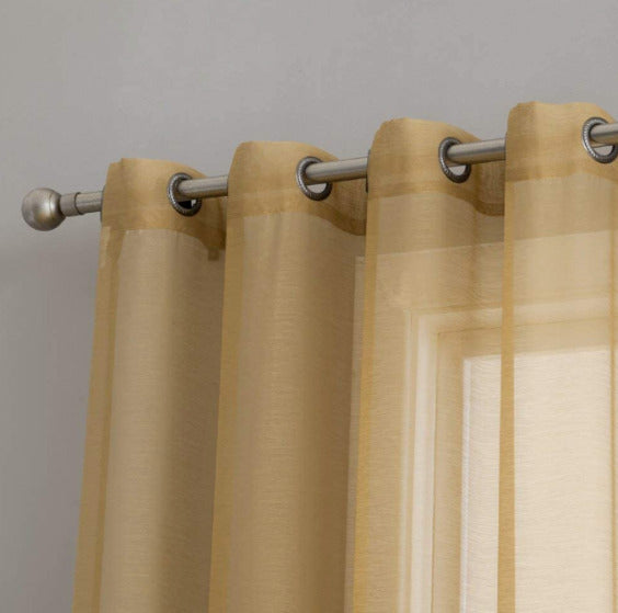 HLC.ME Lauren Semi Sheer Light Filtering Transparent Window Curtains- Gold