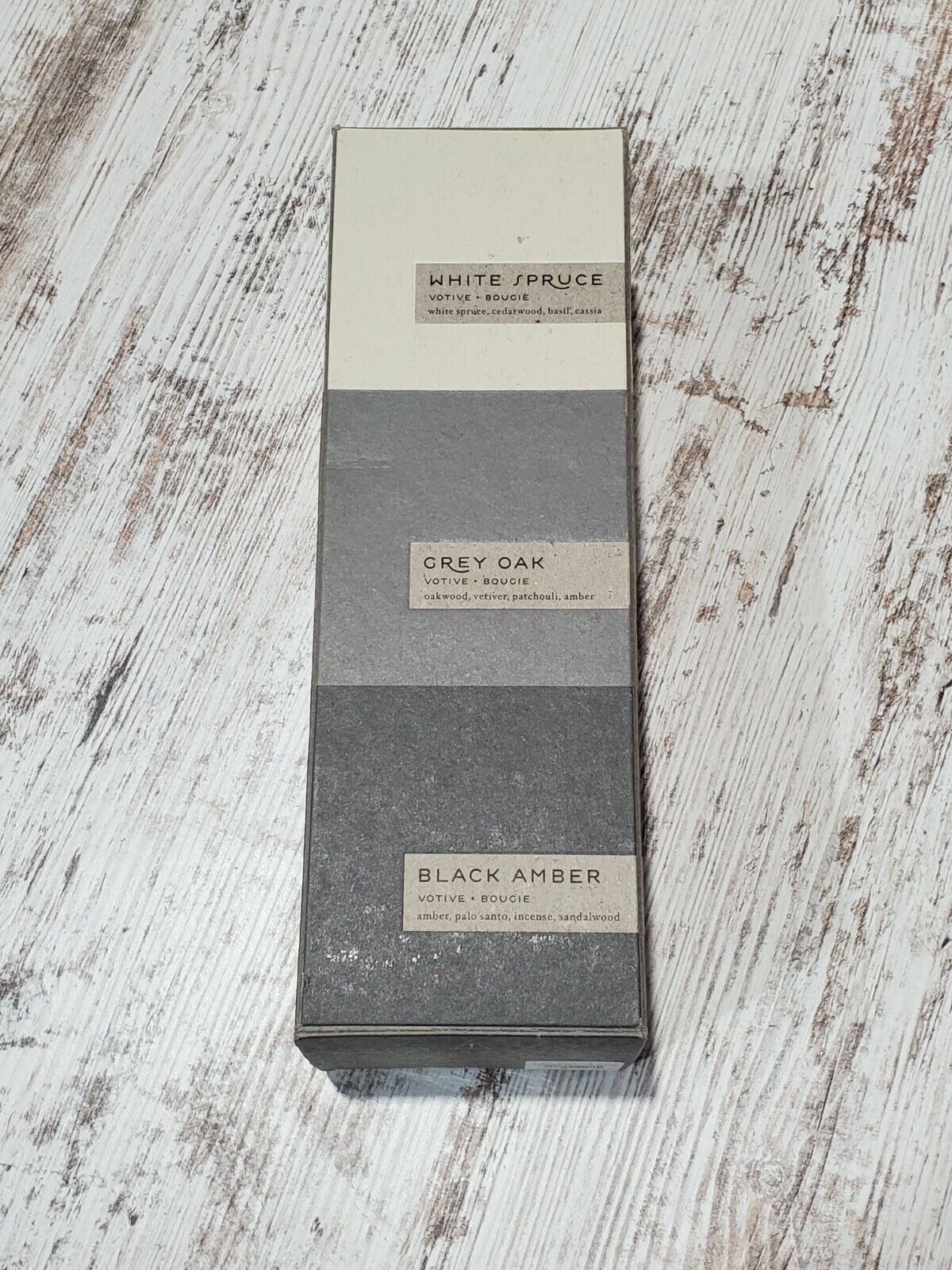 Mason Ceramic Scented Candles, Ivory/Graphite Gray/Charcoal, Mini, Set of 3