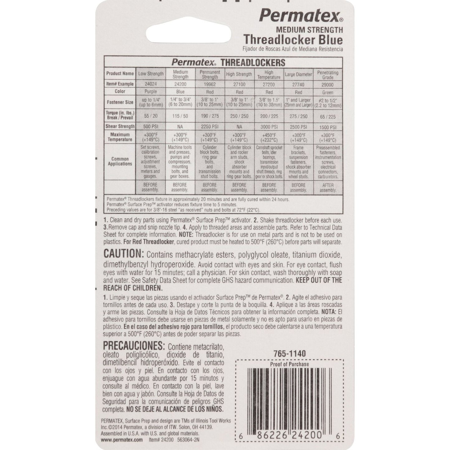 Permatex 24200-12PK Medium Strength Threadlocker Blue, 6 ml (Pack of 12)