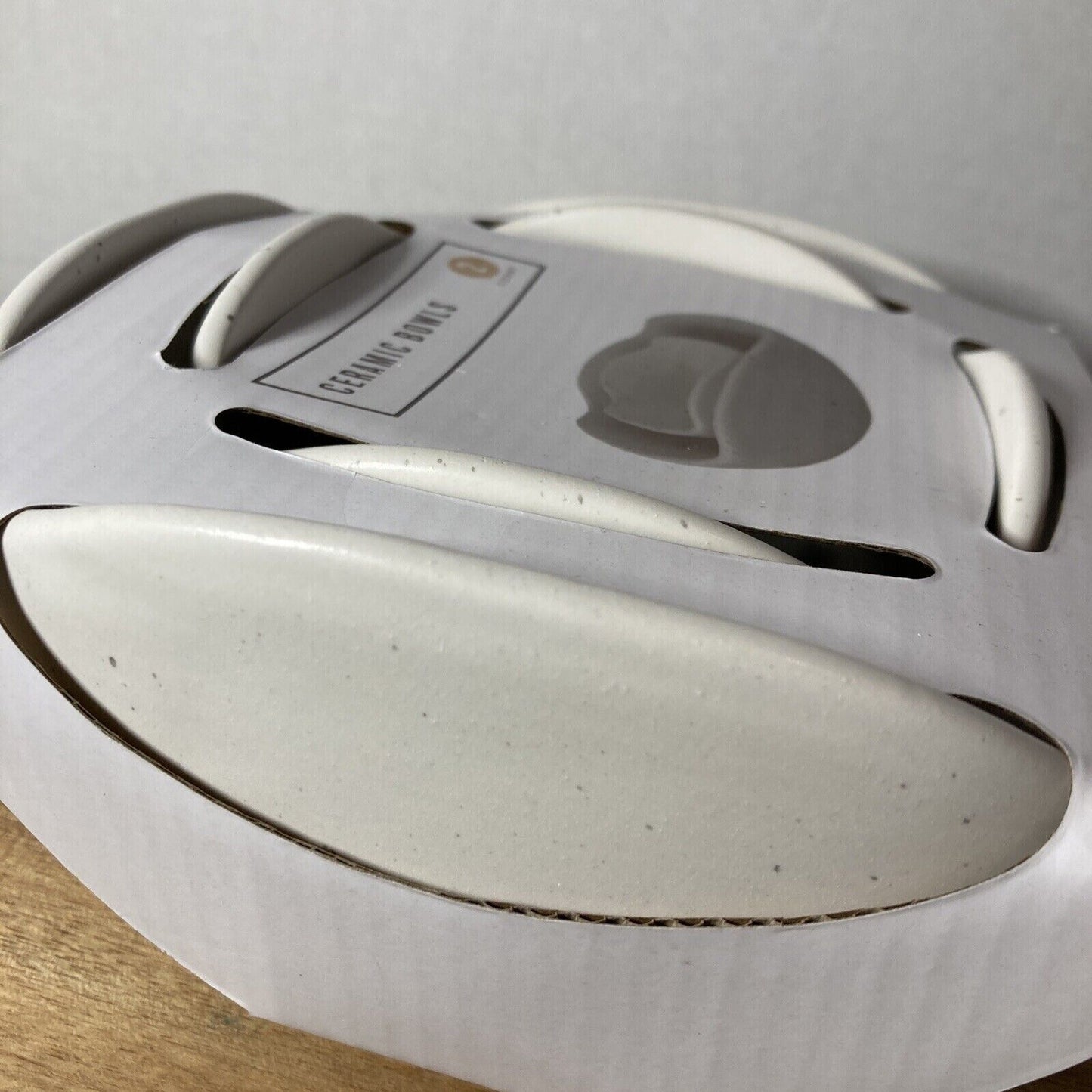 Off White Spotted Design Ceramic Bowl Set w/ Humped Edge Design 7" & 4.5" A205