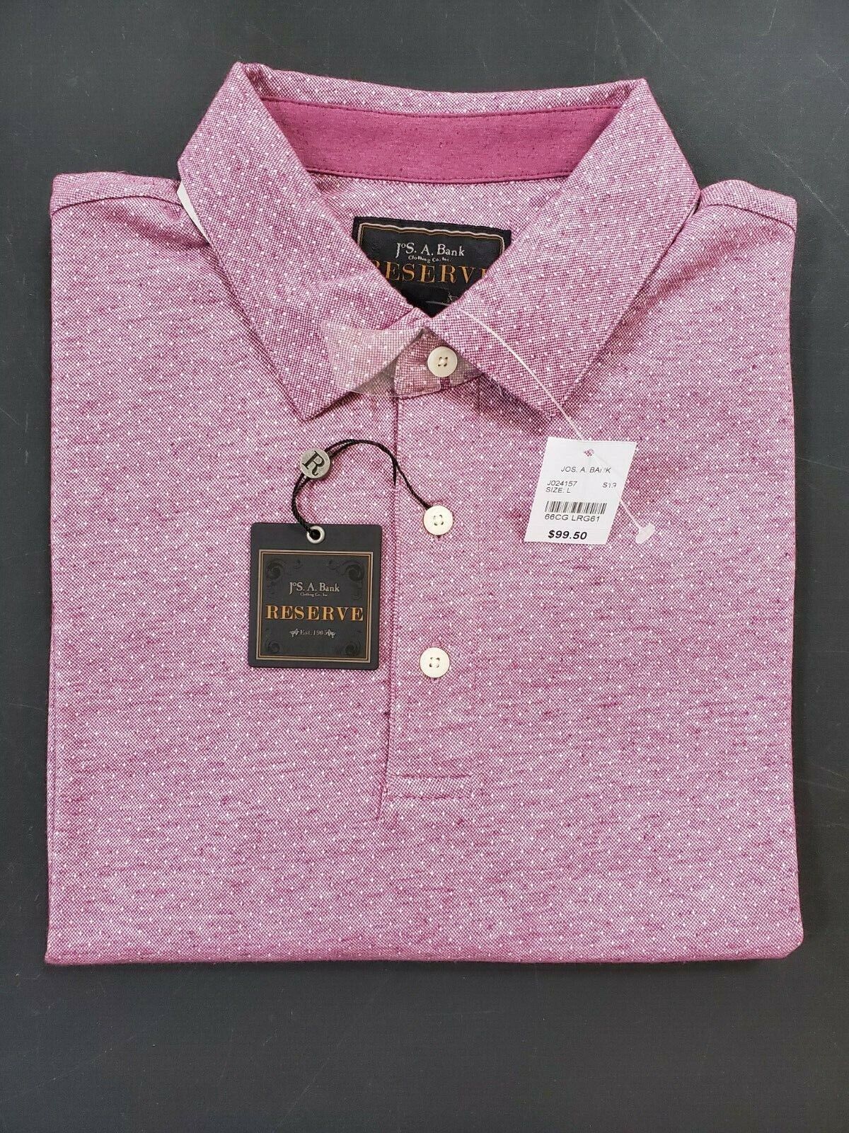 Jos. A Bank Reserve Collection Traditional Fit Dot Pique Short Sleeve Polo,L