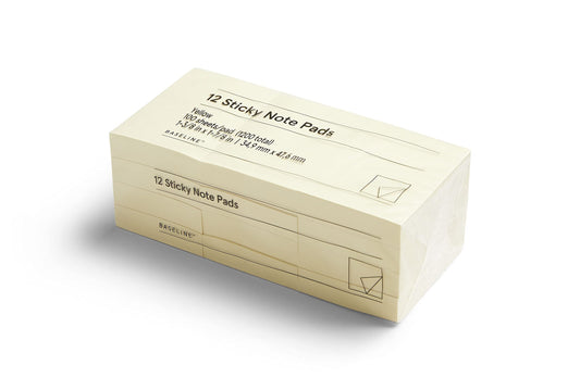 Staples Bl58462-Cc Baseline Yellow Sticky Notes, 1.5 X 2, 100 Sht/Pd, 12 Pd/Pk