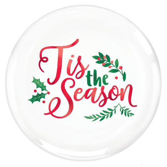 "Tis the Season" Christmas Coupe Plate, Hot-Stamped, 60 Ct.