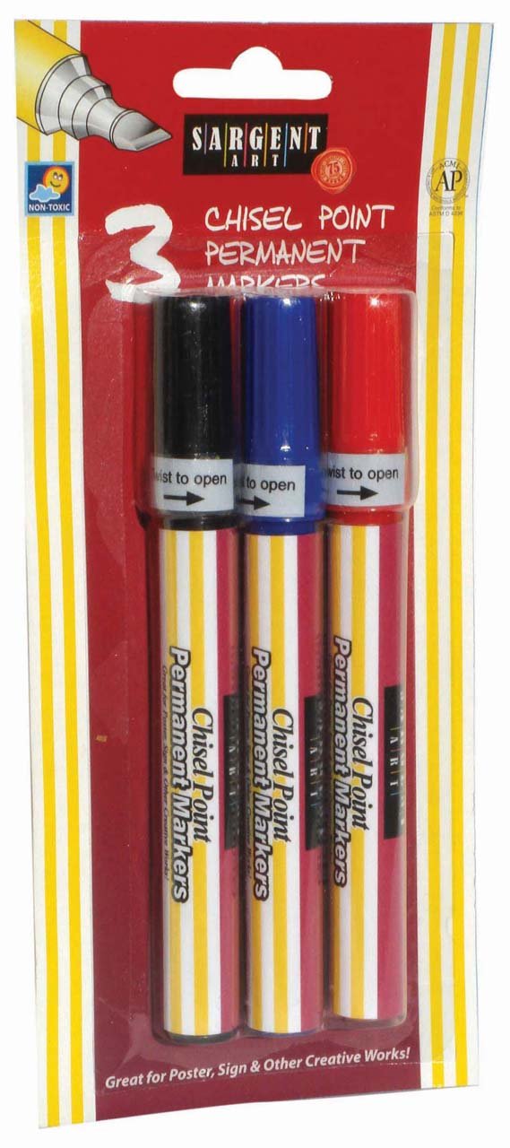 Sargent Art 22-1593 3-Count Pack Chisel Point Tip Permanent Markers