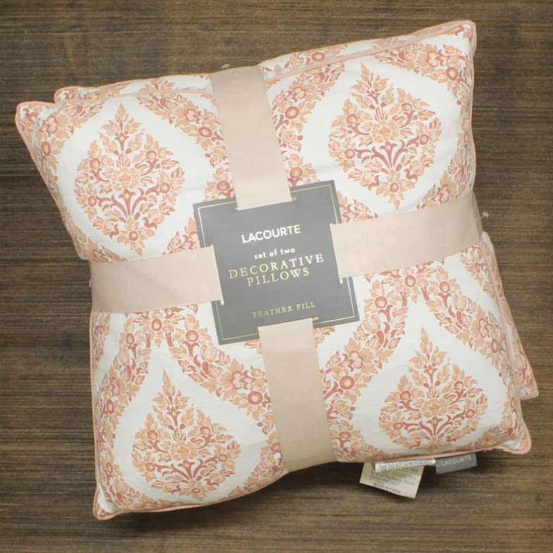 Lacourte Chauncey Set of Two Feather Filled Throw Pillows Terracotta 20 X 20 Dec Pillow Blush