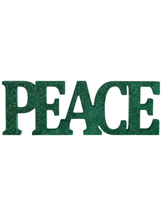 Glittery Green "Peace" Standing Sign, 5.4" x 15.75" - 1 Pc.
