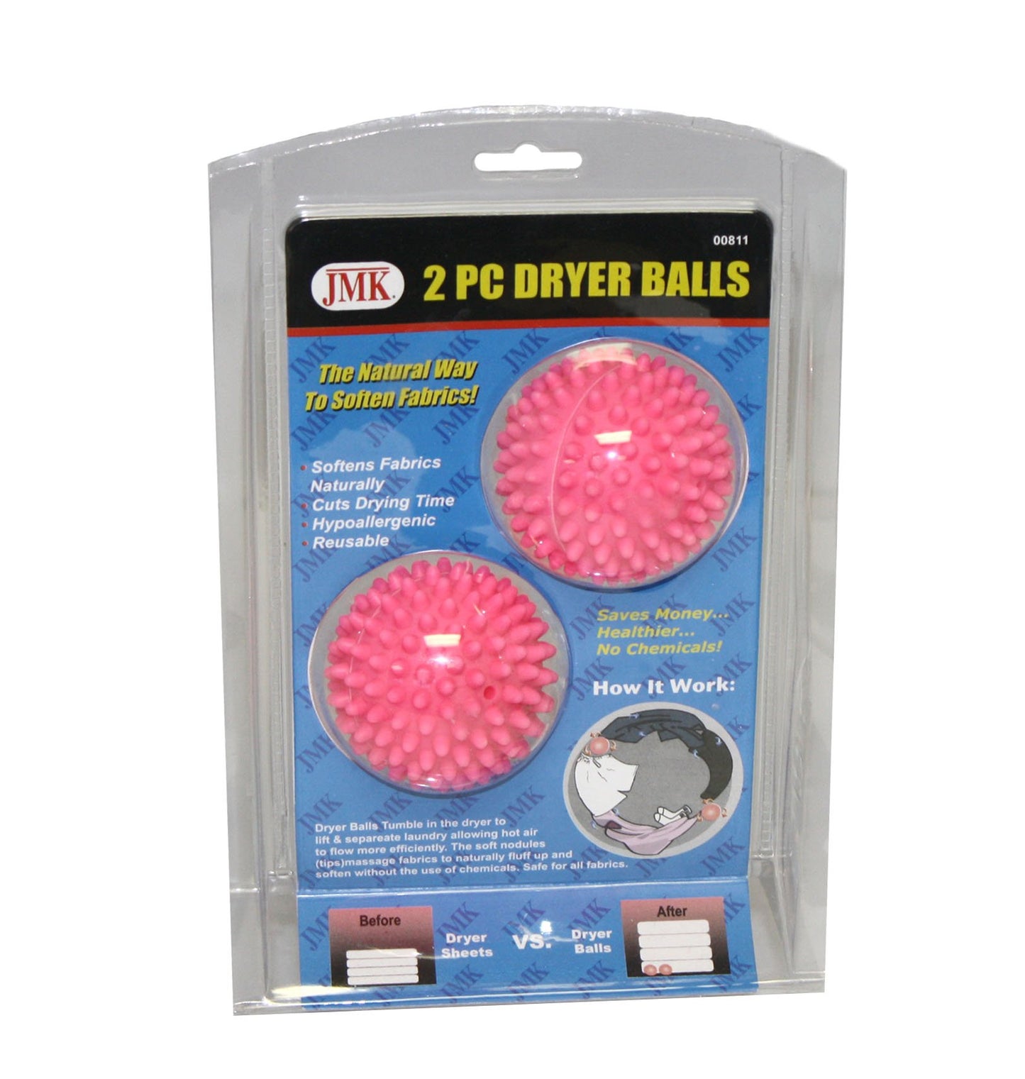 JMK 2-Piece Reusable Dryer Ball Set - Natural Way to Soften Fabrics