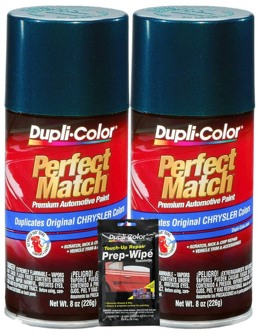 Dupli-Color Emerald Green Pearl Perfect Match Automotive Paint for Chrysler Vehicles - 8 oz, Bundles with Prep Wipe (3 Items)