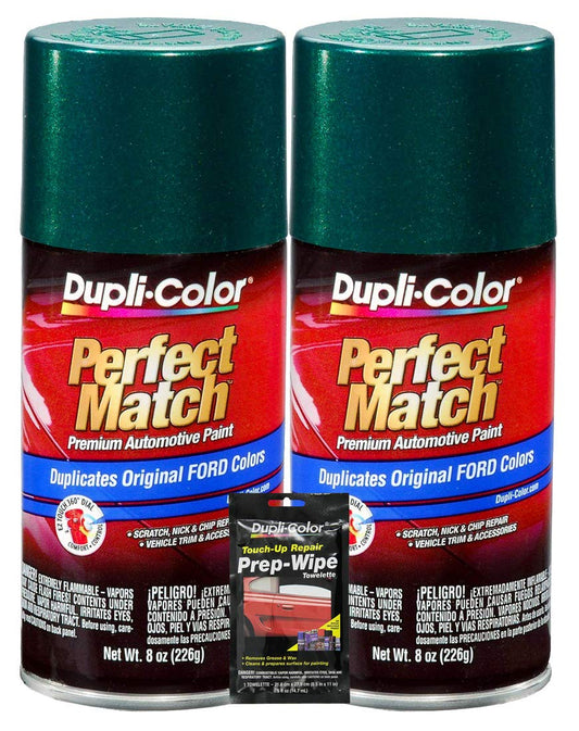 Dupli-Color Deep Jewel Green Metallic Exact-Match Automotive Paint for Ford Vehicles - 8 oz, Bundles with Prep Wipe (3 Items)
