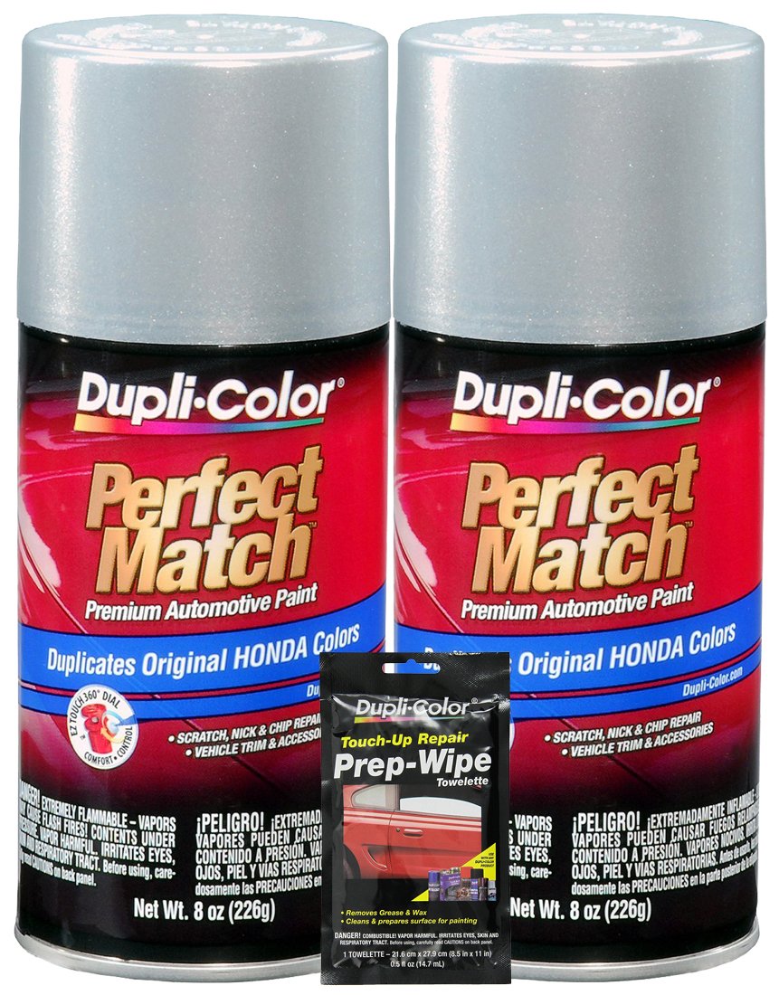Dupli-Color Satin Silver Metallic Perfect Match Automotive Paint (8 oz.), Bundles with Prep Wipe (3 Items)