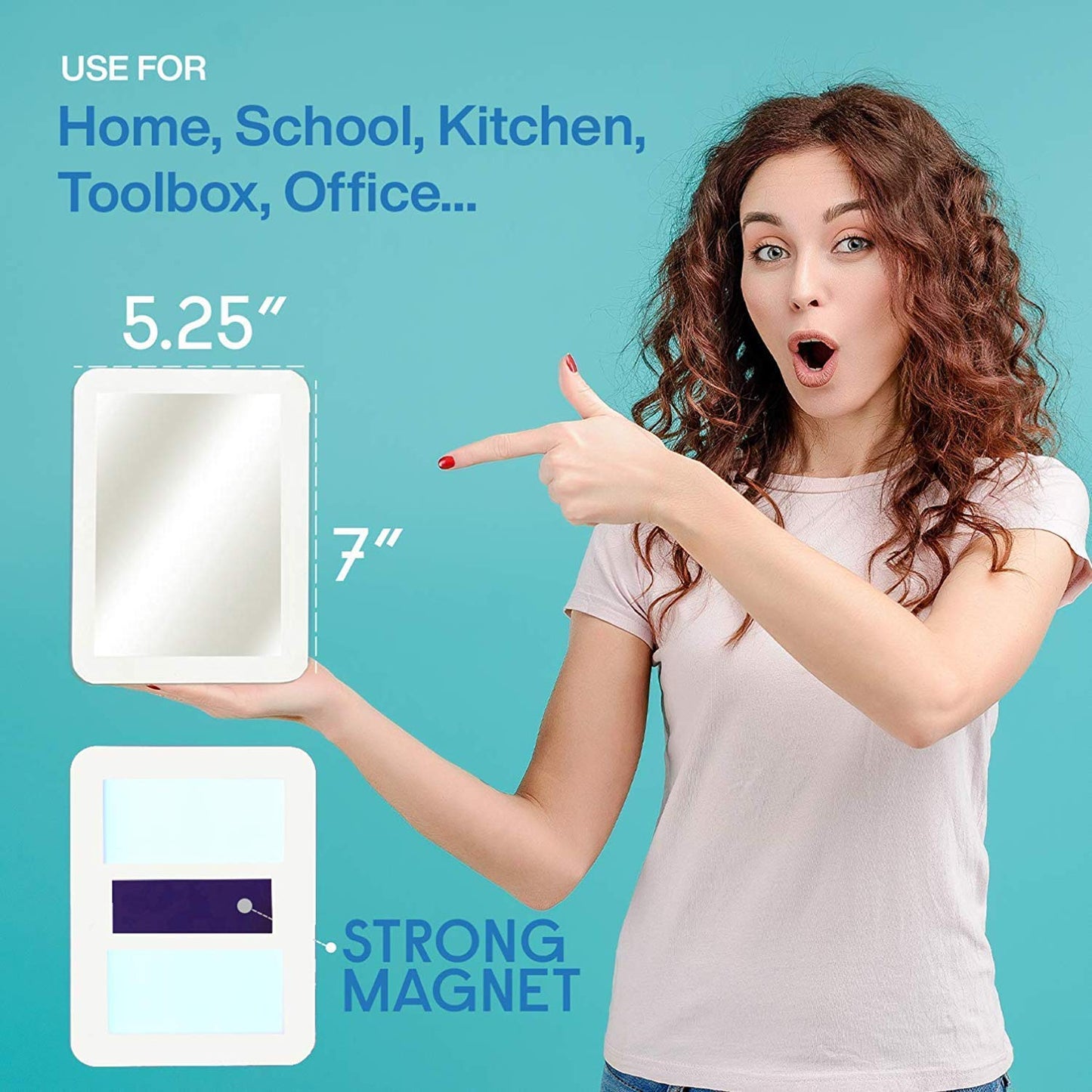 5 1/4 x 6 7/8 Inch Magnetic Locker Mirror - Real Glass