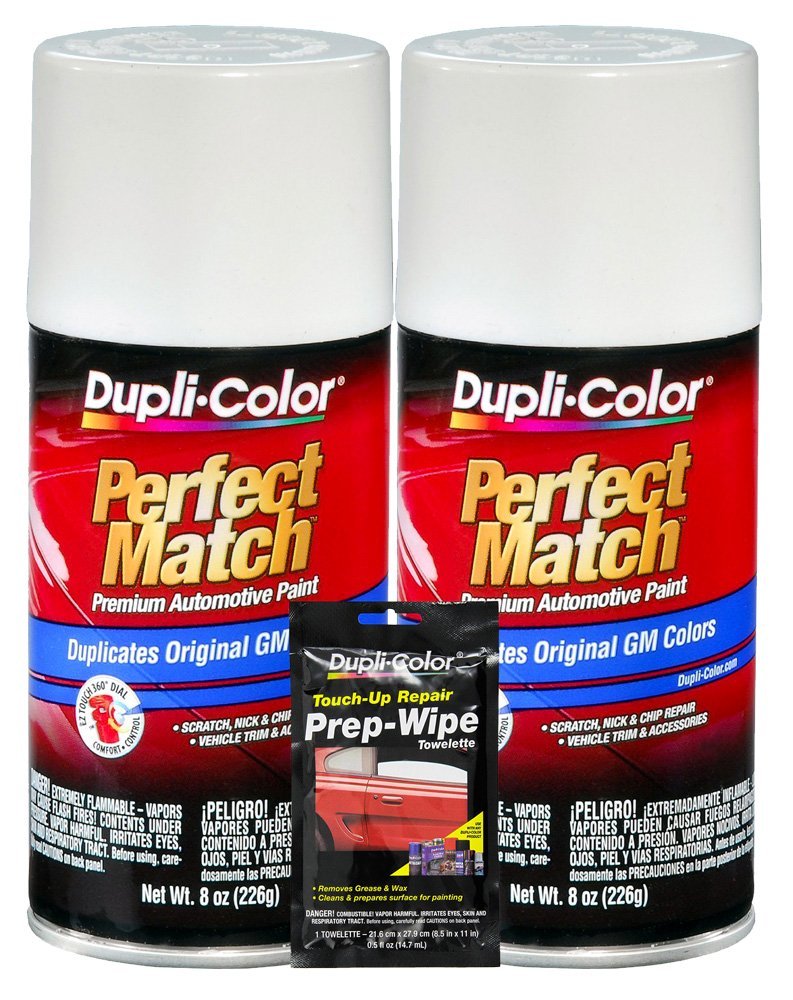 Dupli-Color Olympic White Exact-Match Automotive Paint for GM Vehicles - 8 oz, Bundles with Prep Wipe (3 Items)