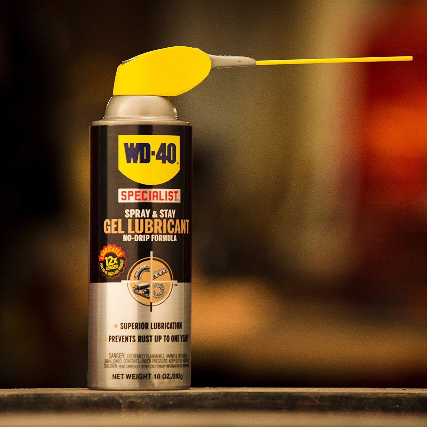 WD-40 300103 Specialist Spray and Stay Gel Lubricant No-Drip Formula with SMART STRAW SPRAYS 2 WAYS, 10 OZ, Silver