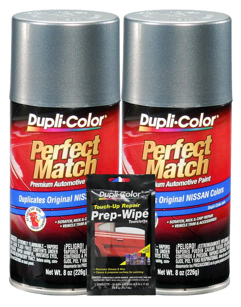 Dupli-Color Precision Gray Exact-Match Automotive Paint - 8 oz, Bundles Prep Wipe (3 Items)